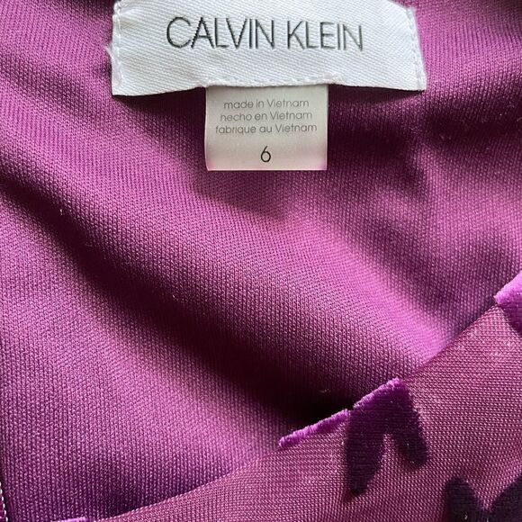 NWOT Calvin Klein Velvet Burnout Short Flutter Sleeve Sheath Dress size 6 - Picture 5 of 9